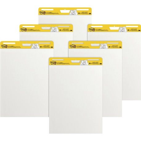 Post-it Self-Stick Easel Pad Value Pack - 30 Sheets - Plain - Stapled - 18.50 lb Basis Weight - 25" x 30" - White Paper - Reposi