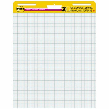 Post-it Self-Stick Easel Pad Value Pack - 30 Sheets - Stapled - Feint - Blue Margin - 18.50 lb Basis Weight - 25" x 30" - White 