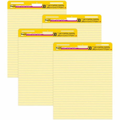 Post-it Super Sticky Easel Pad - 30 Sheets - Stapled - Feint Blue Margin - 18.50 lb Basis Weight - 25" x 30" - Canary Yellow Pap