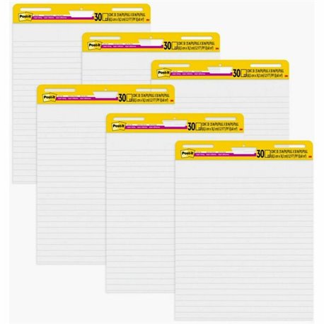 Post-it Easel Pad - 30 Sheets - Ruled25" x 30" - Self-stick, Resist Bleed-through, Handle, Sturdy Backcard, Universal Slot, Repo