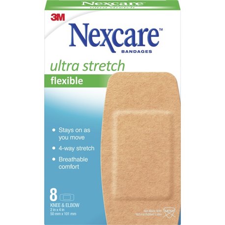 Nexcare Soft 'n Flex Bandages, 2"W - 1.88" x 4" - 8/Box - Tan