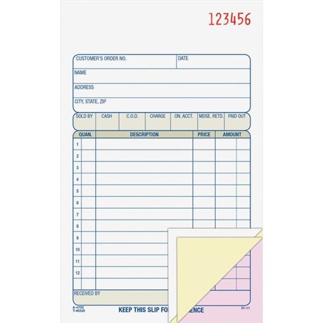 Adams Carbonless 3-part Sales Order Books - 50 Sheet(s) - 3 PartCarbonless Copy - 4.18" x 7.18" Sheet Size - White, Canary, Pink