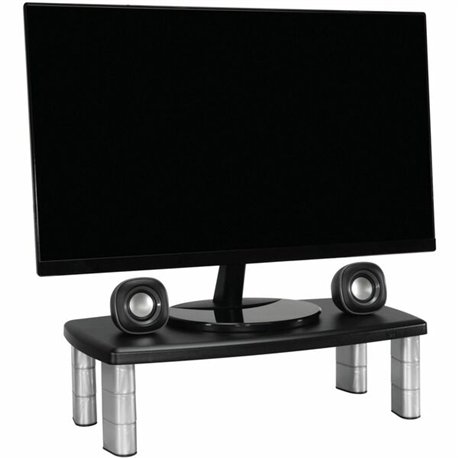 3M Adjustable Monitor Riser Stand - Up to 17" Screen Support - 40 lb Load Capacity - 6" Height x 18.5" Width x 10" Depth - Black