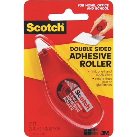 Scotch Double-Sided Adhesive Roller - 26 ft Length x 27" Width - Dispenser Included - Handheld Dispenser - For Multipurpose - 1 