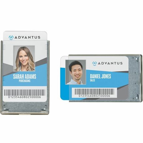 Advantus RFID Blocking Badge Holder - Support 3.38" x 2.13" Media - Vertical, Horizontal - Vinyl - 20 / Pack - Clear - Removable