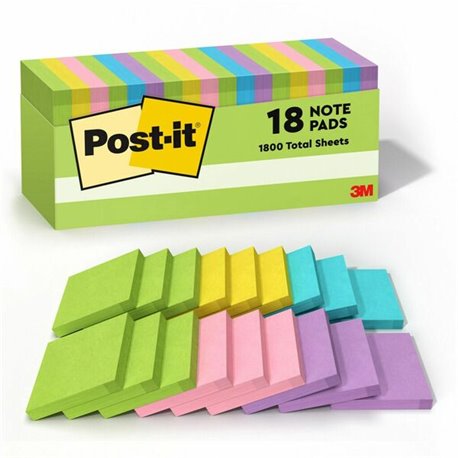 Post-it Notes Cabinet Pack - Floral Fantasy Color Collection - 1800 x Assorted - 3" x 3" - Square - 100 Sheets per Pad - Unruled