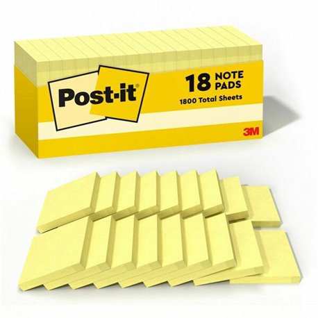 Post-it Notes Cabinet Pack - 1620 - 3" x 3" - Square - 90 Sheets per Pad - Unruled - Canary Yellow - Paper - Self-adhesive, Repo