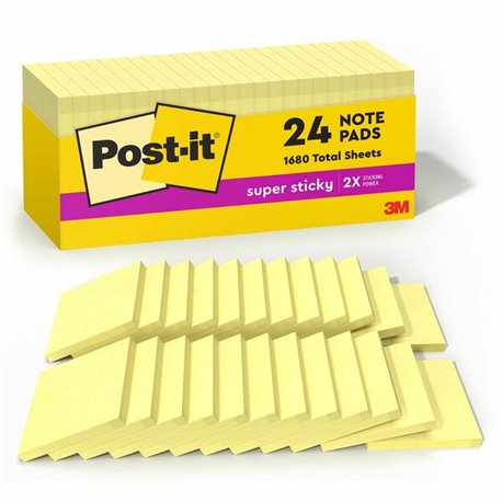 Post-it Super Sticky Notes - 1680 - 3" x 3" - Square - 70 Sheets per Pad - Unruled - Yellow - Paper - Self-adhesive, Repositiona