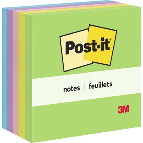 Post-it Notes - Floral Fantasy Color Collection - 500 - 3" x 3" - Square - 100 Sheets per Pad - Unruled - Limeade, Blue Paradise