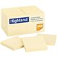 Highland Self-Sticking Notepads - 2400 - 3" x 3" - Square - 100 Sheets per Pad - Unruled - Yellow - Paper - Removable - 24 / Pac