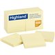 Highland Self-Sticking Notepads - 1200 - 3" x 3" - Square - 100 Sheets per Pad - Unruled - Yellow - Paper - Self-adhesive - 12 /