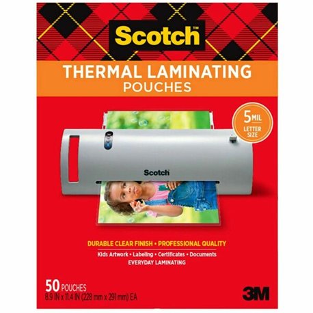 Scotch Thermal Laminating Pouches - Laminating Pouch/Sheet Size: 8.90" Width x 11.40" Length x 5 mil Thickness - Glossy - for Ph