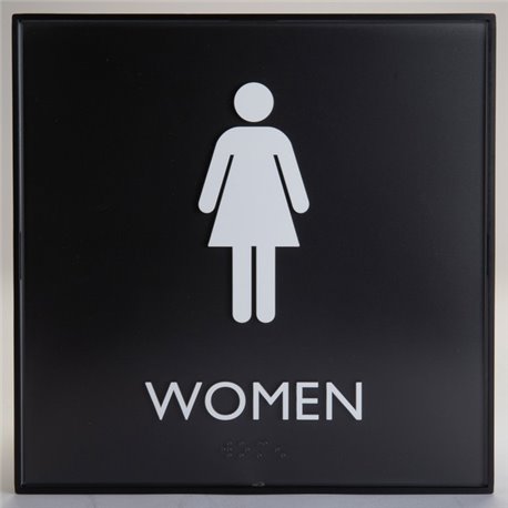 Lorell Women's Restroom Sign - 1 Each - Women Print/Message - 8" Width x 8" Height - Square Shape - Surface-mountable - Easy Rea
