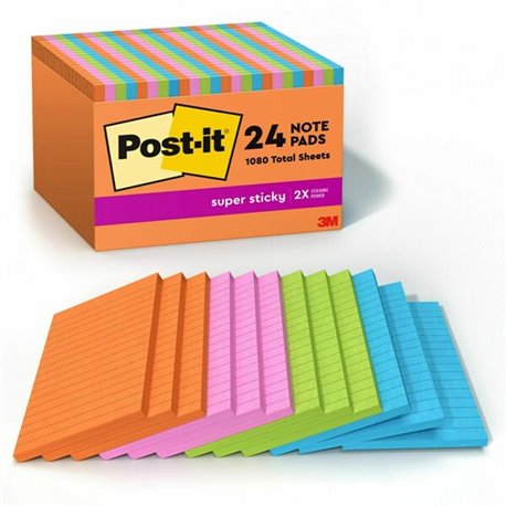 Post-it Super Sticky Notes - Energy Boost Color Collection - 4" x 6" - Rectangle - 45 Sheets per Pad - Vital Orange, Tropical Pi