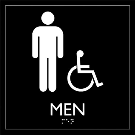 Lorell Men's Handicap Restroom Sign - 1 Each - men's restroom/wheelchair accessible Print/Message - 8" Width x 8" Height - Squar