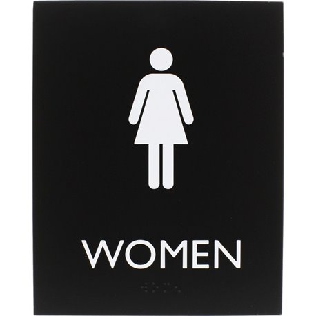 Lorell Women's Restroom Sign - 1 Each - Women Print/Message - 6.4" Width x 8.5" Height - Rectangular Shape - Surface-mountable -