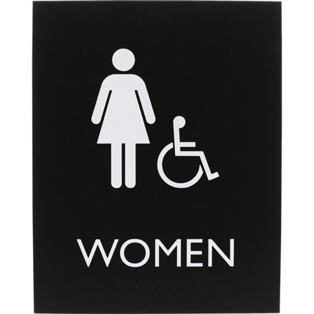 Lorell Women's Handicap Restroom Sign - 1 Each - Women Print/Message - 6.4" Width x 8.5" Height - Rectangular Shape - Surface-mo