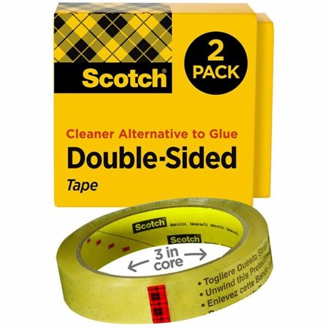 Scotch Permanent Double-Sided Tape - 3/4"W - 36 yd Length x 0.75" Width - 3" Core - Long Lasting - For Attaching, Mounting - 2 /