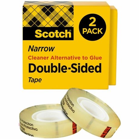 Scotch Permanent Double-Sided Tape - 1/2"W - 25 yd Length x 0.50" Width - 1" Core - Acrylate - 3 mil - Permanent Adhesive Backin