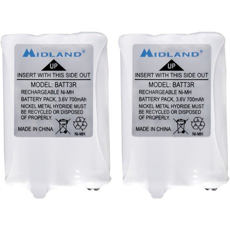 Midland Rechargeable Battery Pack - For Radio - Battery Rechargeable - 700 mAh - 3.6 V DC - 2 / Pair