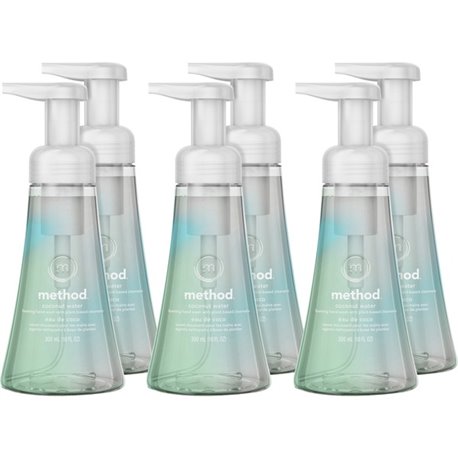 Method Foaming Hand Wash - Coconut Water ScentFor - 10 fl oz (295.7 mL) - Pump Bottle Dispenser - Hand - Clear - 6 / Carton