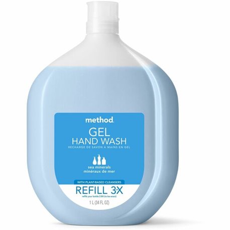 Method Sea Minerals Gel Hand Wash Refill - Sea Mineral ScentFor - Bottle Dispenser - Hand - Light Blue - Refillable, Cruelty-fre