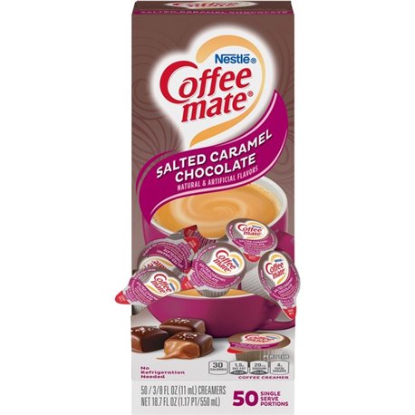 Coffee mate Salted Caramel Chocolate Liquid Coffee Creamer Singles - Salted Caramel Chocolate Flavor Mini Cup - 50/Box - 50 Serv