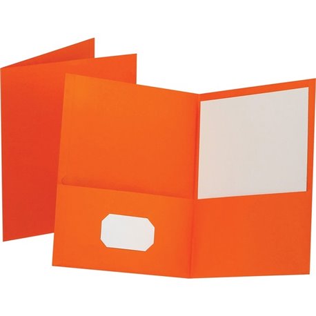 Oxford Letter Recycled Pocket Folder - 8 1/2" x 11" - 100 Sheet Capacity - 2 Internal Pocket(s) - Leatherette - Orange - 10% Rec