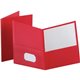 Oxford Letter Recycled Pocket Folder - 8 1/2" x 11" - 100 Sheet Capacity - 2 Internal Pocket(s) - Leatherette - Red - 10% Recycl