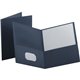 Oxford Letter Recycled Pocket Folder - 8 1/2" x 11" - 100 Sheet Capacity - 2 Internal Pocket(s) - Leatherette - Dark Blue - 10% 