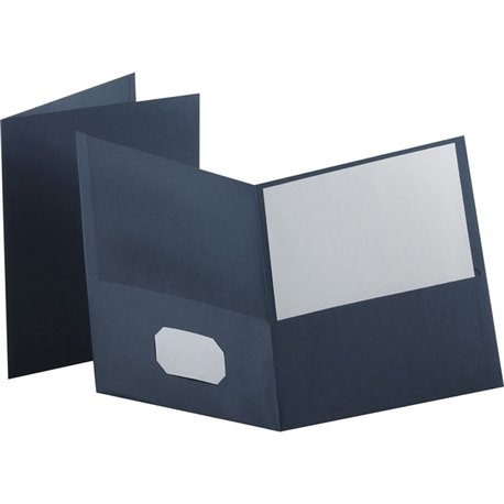 Oxford Letter Recycled Pocket Folder - 8 1/2" x 11" - 100 Sheet Capacity - 2 Internal Pocket(s) - Leatherette - Dark Blue - 10% 