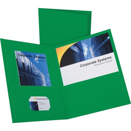 Oxford Letter Recycled Pocket Folder - 8 1/2" x 11" - 2 Internal Pocket(s) - Leatherette - Hunter Green - 10% Recycled - 25 / Bo