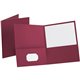 Oxford Letter Recycled Pocket Folder - 8 1/2" x 11" - 100 Sheet Capacity - 2 Internal Pocket(s) - Leatherette - Burgundy - 10% R