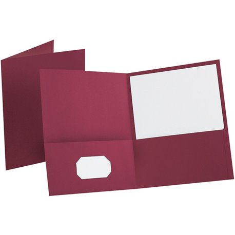 Oxford Letter Recycled Pocket Folder - 8 1/2" x 11" - 100 Sheet Capacity - 2 Internal Pocket(s) - Leatherette - Burgundy - 10% R