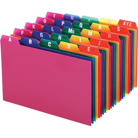 Oxford A-Z Poly Filing Index Cards - Printed Tab(s) - Character - A-Z - 6" Divider Width - Blue Poly, Green, Magenta, Strawberry