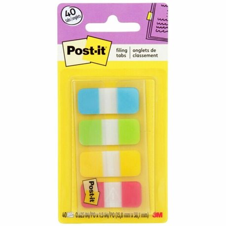 Post-it Easy Dispenser Tabs - 40 Tab(s)0.63" Tab Width - Self-adhesive - Yellow, Red, Green, Blue Tab(s) - 40 / Pack