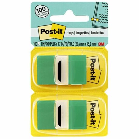 Post-it Green Flag Value Pack - 600 x Green - 1" x 1 3/4" - Rectangle - Unruled - Green - Removable, Writable - 12 / Box