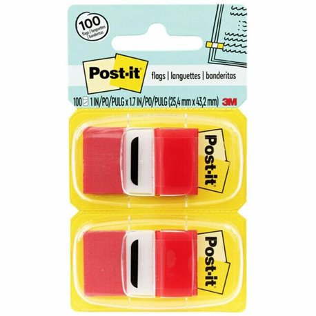 Post-it Red Flag Value Pack - 600 x Red - 1" x 1 3/4" - Rectangle - Unruled - Red - Removable, Writable - 12 / Box