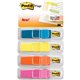 Post-it Flags - 1/2" x 1 3/4" - Rectangle - Unruled - Blue, Pink, Yellow, Orange - Removable, Self-adhesive, Residue-free, Repos