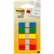 Post-it Flags in Portable Dispenser - 20 x Blue, 20 x Green, 20 x Orange, 20 x Red, 20 x Yellow - 1/2" x 1 3/4" - Rectangle - Un