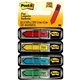 Post-it Message Flags - 30 x Yellow, 30 x Blue, 30 x Red, 30 x Green - 1/2" x 1 3/4" - Rectangle, Arrow - Unruled - "SIGN HERE" 