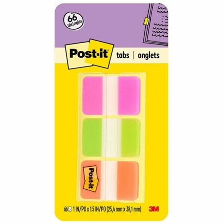 Post-it Durable Tabs - 1.50" Tab Height x 1" Tab Width - Removable - Pink, Purple, Orange, Semi-transparent Tab(s) - Wear Resist