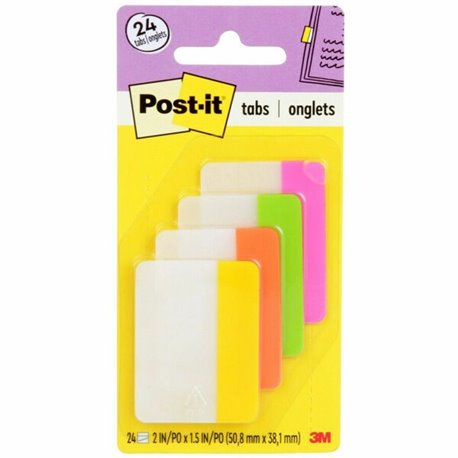 Post-it Dividing Tabs - Write-on Tab(s) - 1.50" Tab Height x 2" Tab Width - Yellow, Orange, Green, Pink Tab(s) - Durable, Reposi