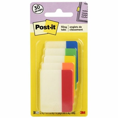 Post-it Tabs - Write-on Tab(s)2" Tab Width - Red, Orange, Yellow, Green, Blue Tab(s) - Removable, Durable, Repositionable, Custo