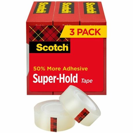 Scotch Super-Hold Tape - 27.78 yd Length x 0.75" Width - 3 / Pack - Clear