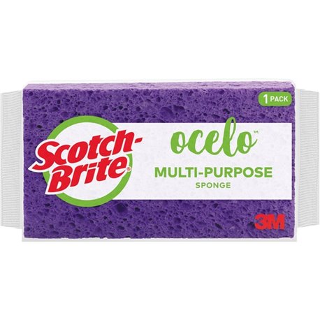 Scotch-Brite Large StayFresh Sponge - 1.6" Height x 7.9" Width x 1.5" Depth - 1Each - Cellulose - Assorted