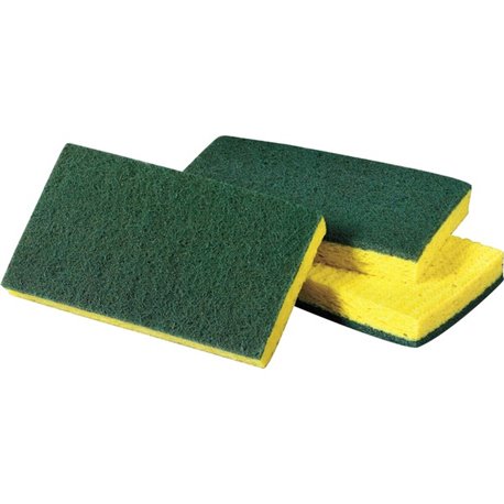 Scotch-Brite Medium-Duty Scrub Sponges - 3.5" Height x 6.3" Width x 6.1" Length x 700 mil Thickness - 10/Pack - Cellulose, Synth