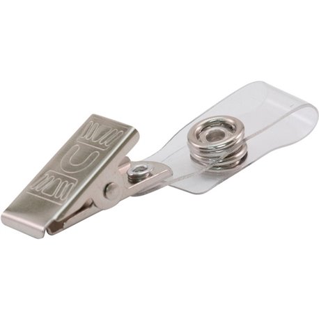 Advantus ID Badge Clip Adapters - Metal, Vinyl - 25 / Pack - Silver