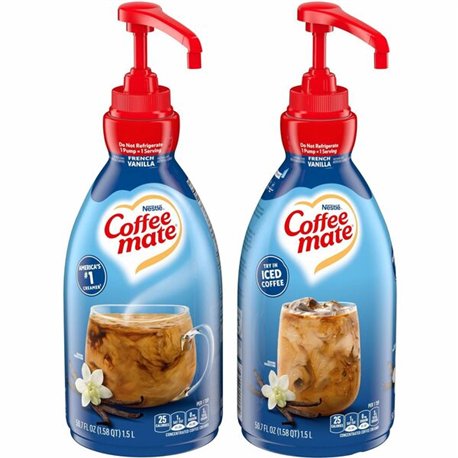 Coffee mate French Vanilla Liquid Creamer Pump Bottle - Gluten-Free - French Vanilla Flavor - 50.72 fl oz (1.50 L) - 2/Carton - 