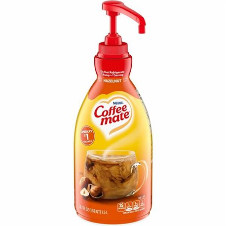 Coffee mate Hazelnut Liquid Creamer Pump Bottle - Gluten-Free - Hazelnut Flavor - 50.72 fl oz (1.50 L) - 1Each - 300 Serving